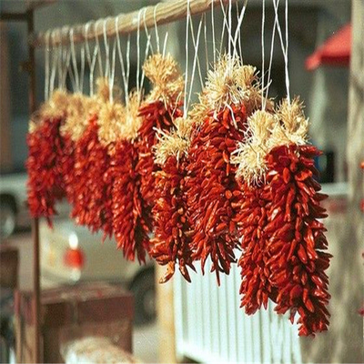 Boulette rouge séchée à l' air Chili couleur rouge foncé avec chapeau
