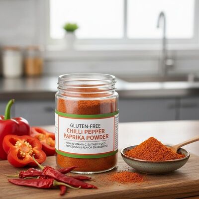 Poudre de piment paprika, poudre fine de piment, texture 0 à 20000 SHU, utilisée dans la production de plats préparés et de snacks