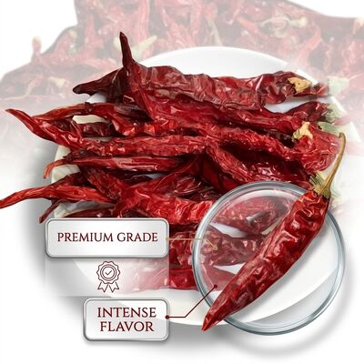 Piments rouges séchés sans écorce Piments rouges séchés naturels Chili Rojo Grade d'exportation Pousses entières 4-7cm 20000-50000SHU en gros