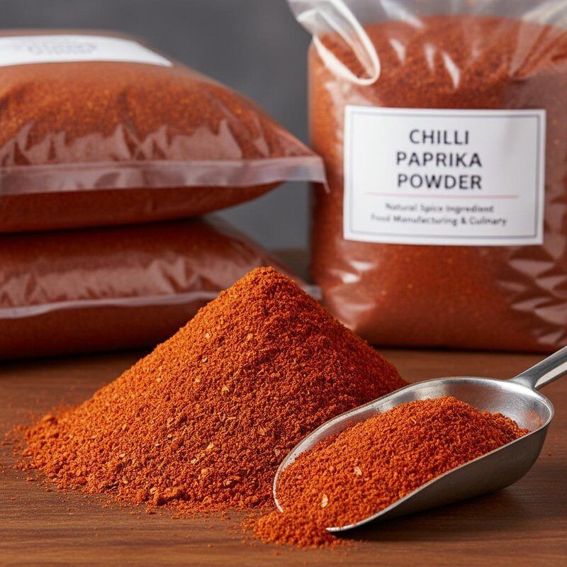Poudre de piment paprika, poudre fine de piment, texture 0 à 20000 SHU, utilisée dans la production de plats préparés et de snacks