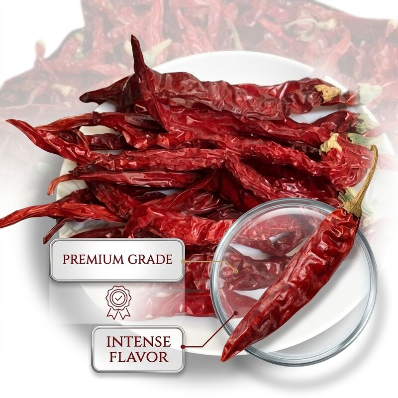 Piments rouges séchés sans écorce Piments rouges séchés naturels Chili Rojo Grade d'exportation Pousses entières 4-7cm 20000-50000SHU en gros